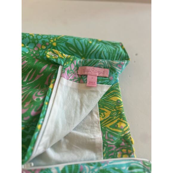 $78 Lilly Pulitzer Skort Marigold Print Green Yellow Size 0 Tennis Pickleball - Picture 8 of 9